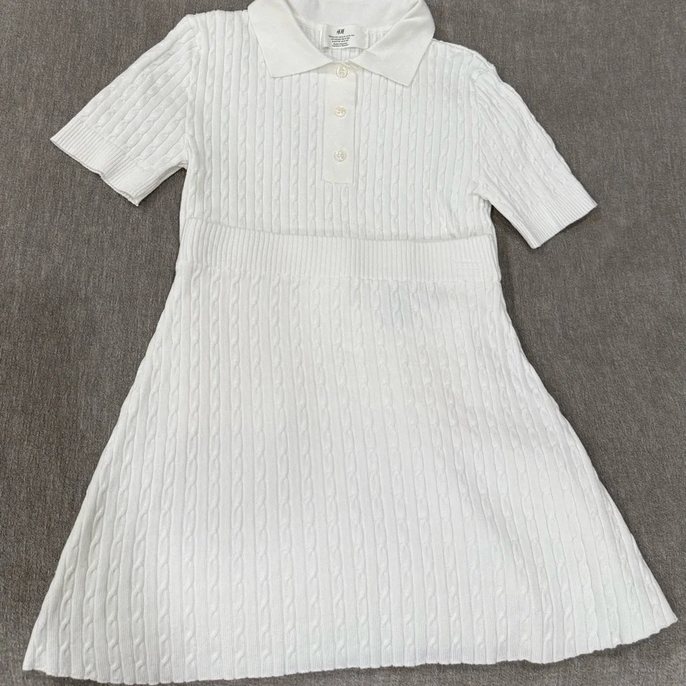 H&M Kids Cable Knit Polo Dress – Size 8–10Y (134/140)